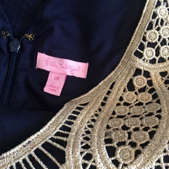 Lilly Pulitzer Dress All Cotton with Gold AppliquΓ© Front Mini Sleeveless - Picture 12 of 16